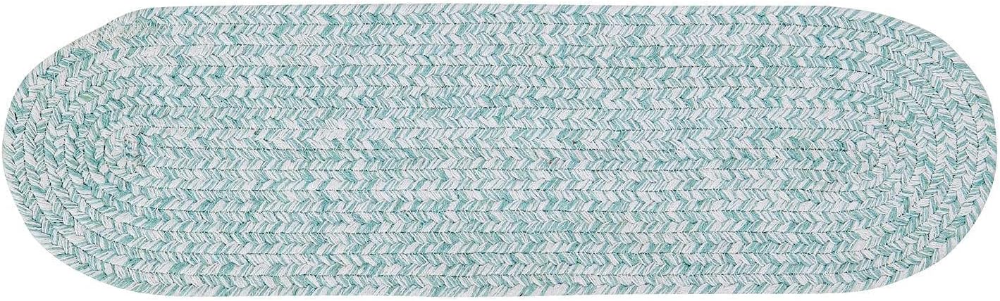 Super Area Rugs Farmhouse Braided Rug, Cotton Kitchen Reversible Carpet, Turquoise & White, 8" X 28"
