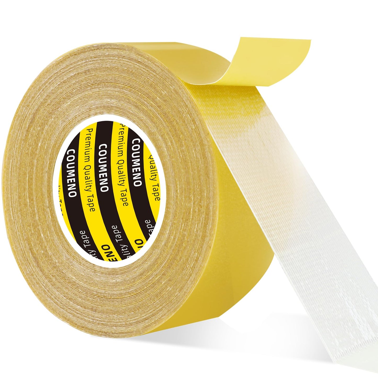 COUMENO Double Sided Tape 1.4inX33FT Heavy DutyClear Fabric Tape for Carpet Rug Mounting Cloth Adhesive Removable for Home Office Craft