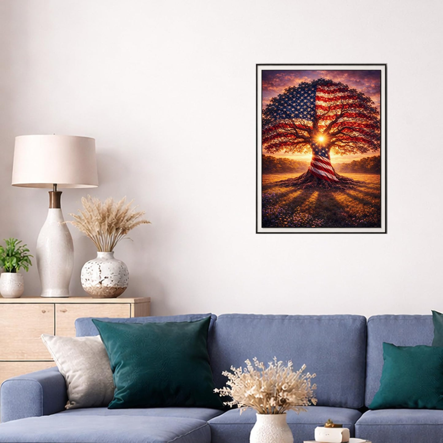IOHEFY Diamond Painting Kits for Adults 12x16 Inch American Flag Tree of Life Full Drill Acrylic Rhinestone DIY Art Patriotic 4th of July Independence Day Veterans Wall Decor Gift Beginners