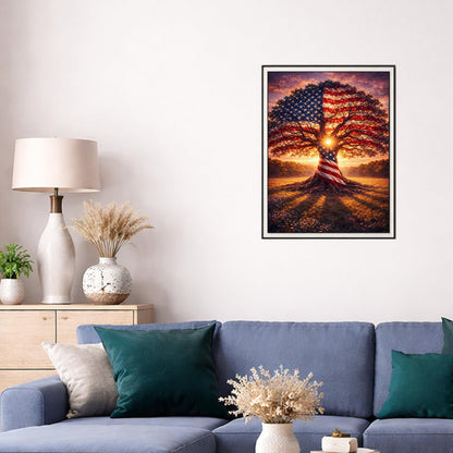 IOHEFY Diamond Painting Kits for Adults 12x16 Inch American Flag Tree of Life Full Drill Acrylic Rhinestone DIY Art Patriotic 4th of July Independence Day Veterans Wall Decor Gift Beginners