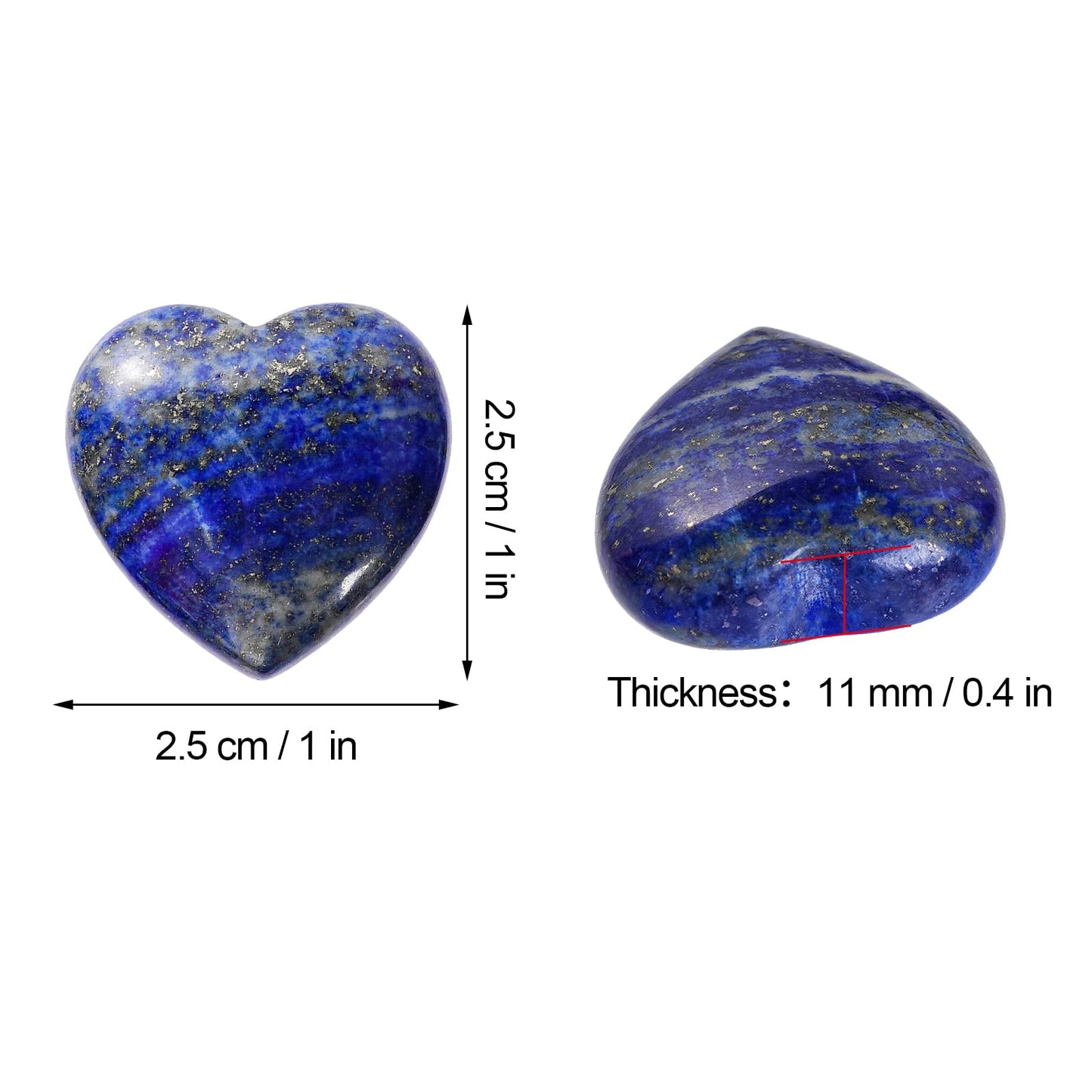 Marrywindix 10 Packs 1 Inch Healing Crystal Natural Lapis Lazuli Heart Love Carved Palm Worry Stone Chakra Reiki Balancing