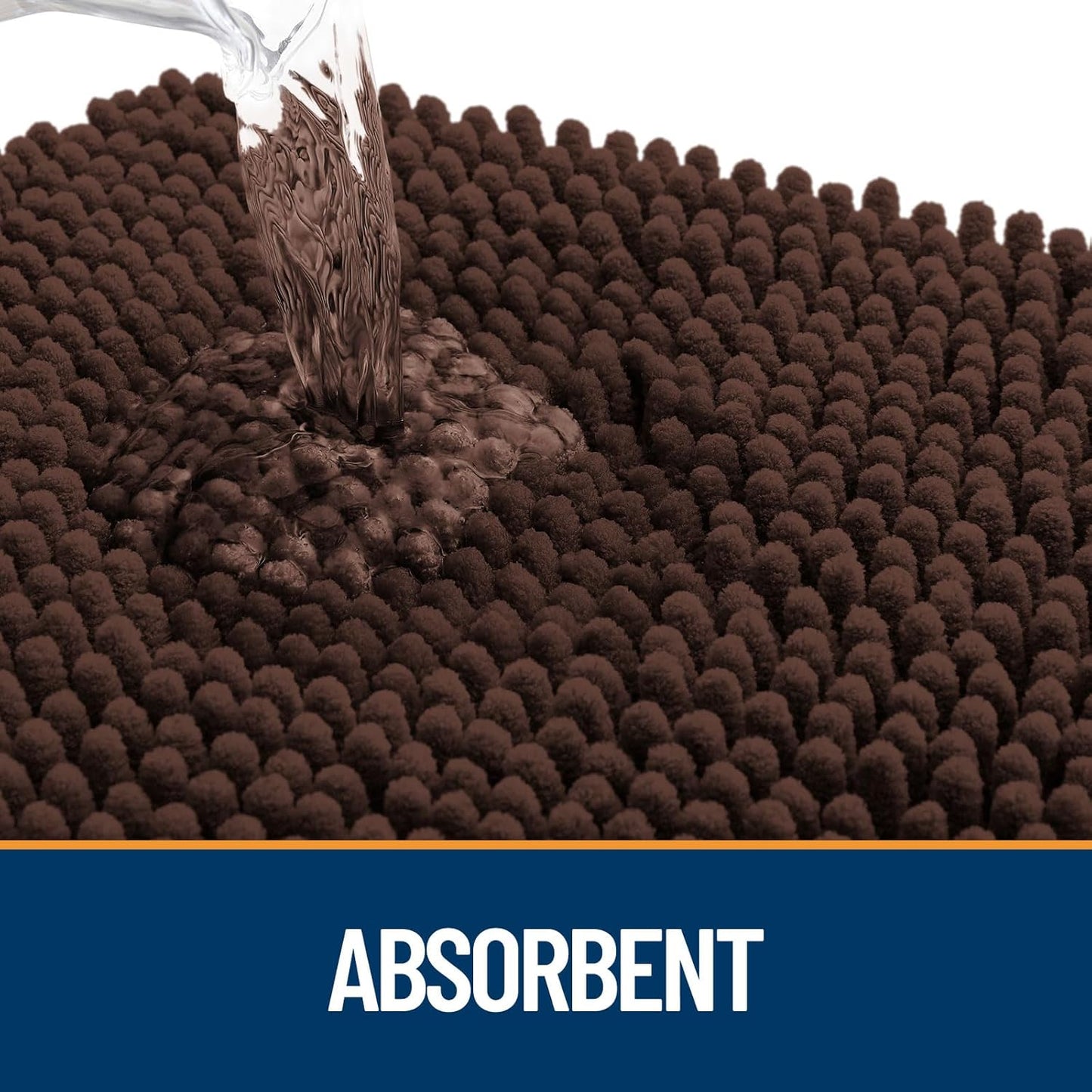 OLANLY Dog Door Mat - Absorbent Non-Slip Chenille Mat for Muddy Paws | 50x30 Inches, Brown