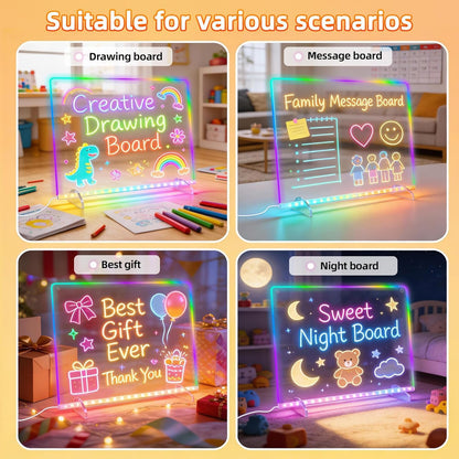 Led Note Board with Colors,16''Drawing Tablet,6 Modes & 8 Colors Light Up Drawing Board,Kids Toy with 13 Light Effects,Birthday Holiday Day Gifts for Girls & Boys Age 3+,Tracing Book（White）