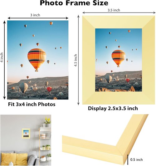 JCJMY Gold 3x4 Picture Frame - Wall Hanging & Tabletop Display | Shatter Resistant Plexiglass