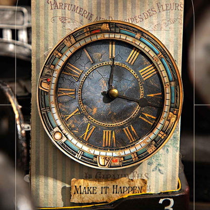 CraftBloom 90PCS Steampunk Clock Junk Journal Supplies, Vintage Cardstock Clock Faces with Movable Hands & Metal Brads, DIY Scrapbook Embellishments for Junk Journal, Collage, Mixed Media Craft