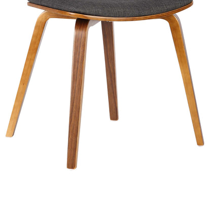 Armen Living Jaguar Mid-Century Dining Chair in Walnut Wood and Charcoal Fabric - Set of 4