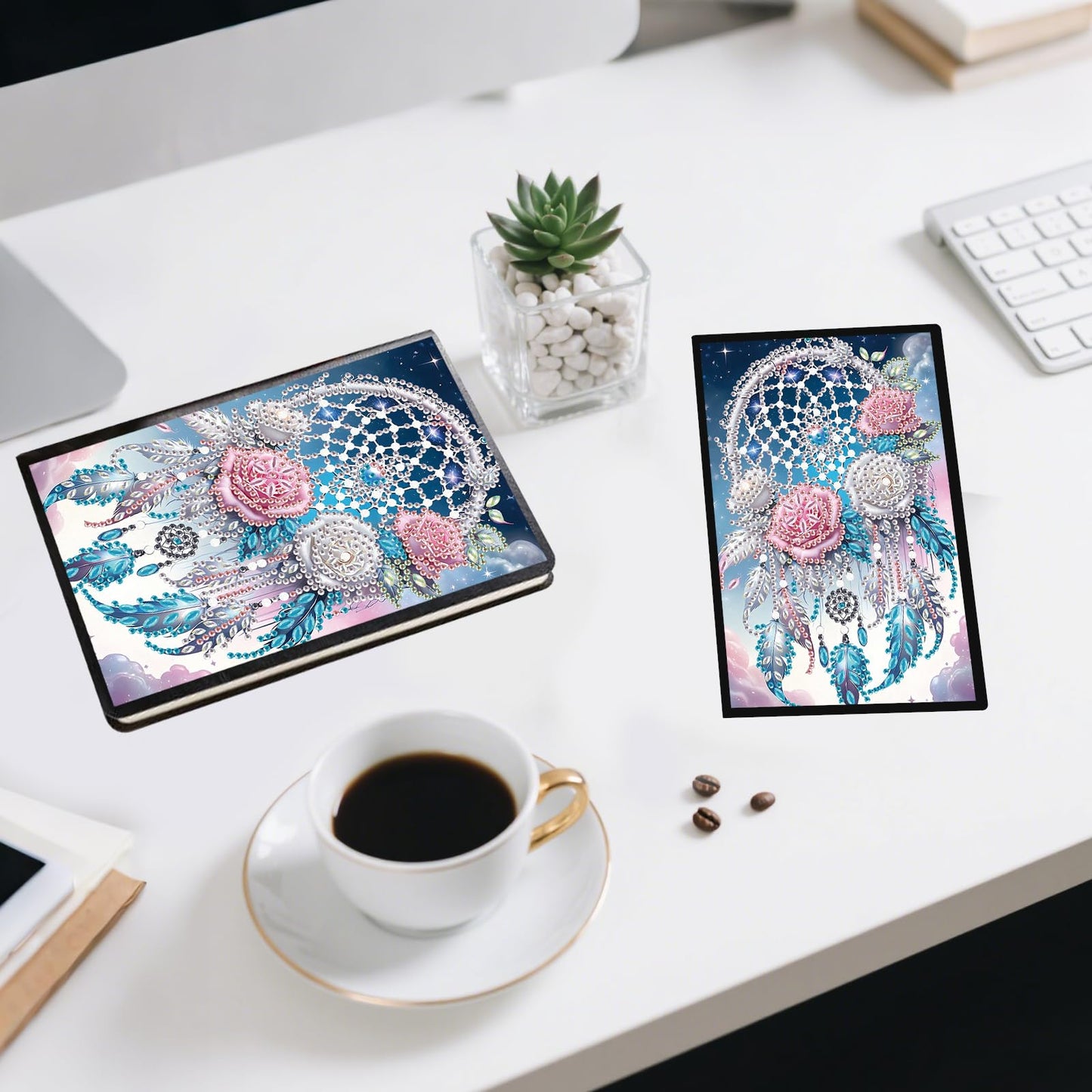 JZHYOAN Flower A5 Blank Diamond Art Composition Journaling Notebooks DIY Diamond Painting Notebook for Adults Gem Art Notepad Sketchbook Diary Mosaic Kits for Beginners Craft Lovers Gift Table Decor