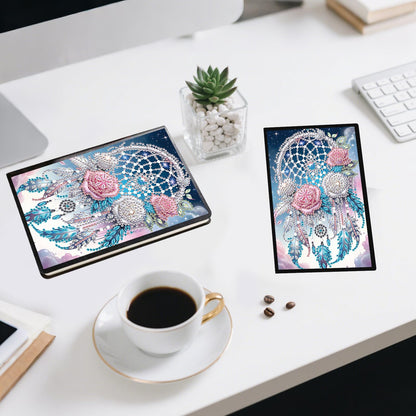 JZHYOAN Flower A5 Blank Diamond Art Composition Journaling Notebooks DIY Diamond Painting Notebook for Adults Gem Art Notepad Sketchbook Diary Mosaic Kits for Beginners Craft Lovers Gift Table Decor