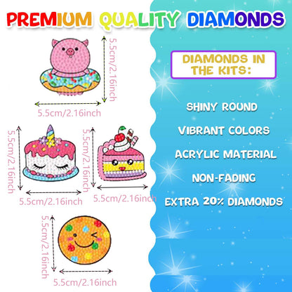 69 Pcs Diamond Art Stickers Kits for Kids, DIY Cartoon Paint by Numbers Diamonds Mosaic Arts Diamond Craft Sticker for Adult Beginners