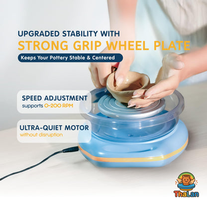 Pottery Wheel for Kids | Clay Machine for Beginners | 4.7 Inch Electric Mini Wheel Kit for Arts | Includes 8 Piece Tool Set and Paint | Educational Pottery Kit for Adults