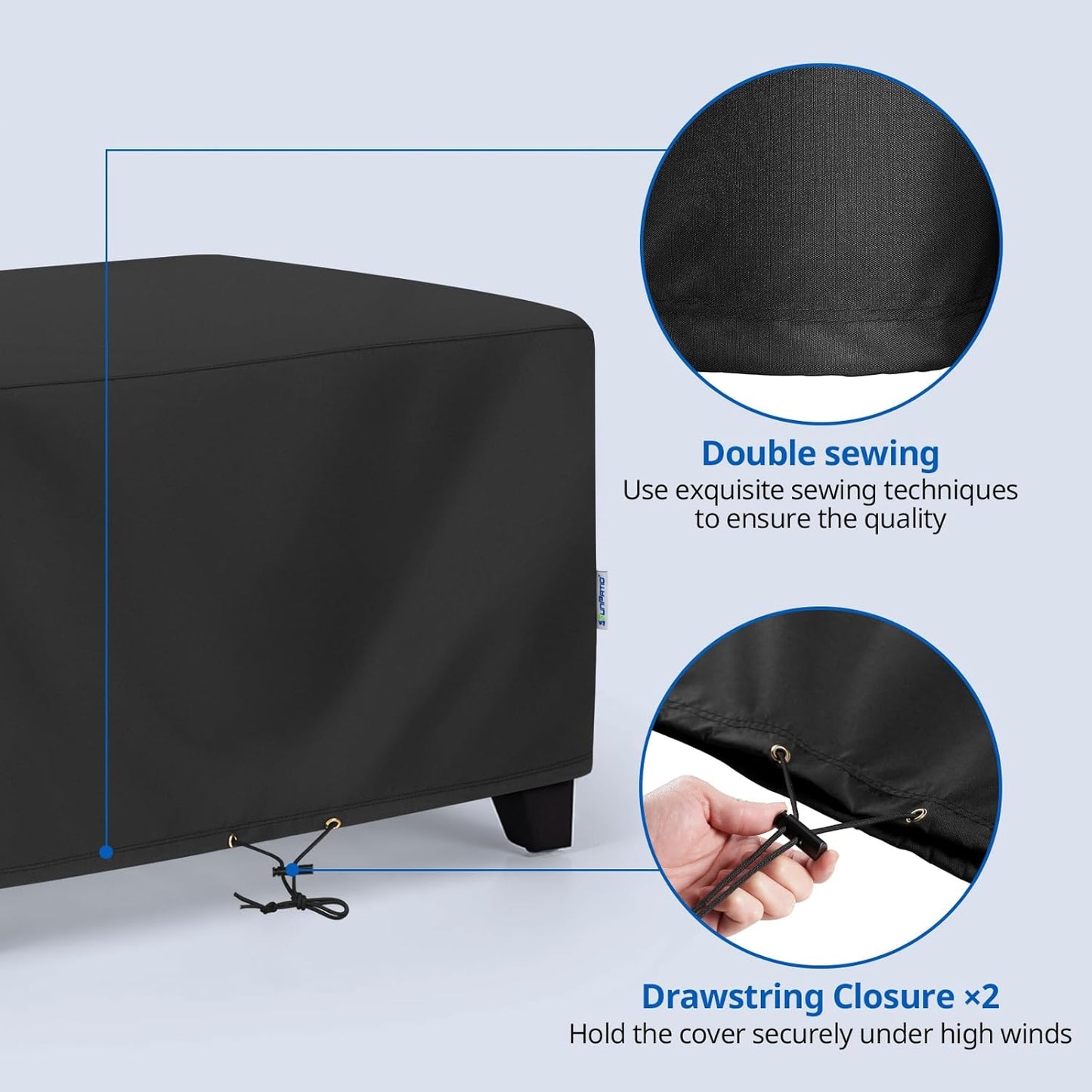 34W 24D 17H, SunPatio Outdoor Ottoman Cover, Waterproof Rectangle Coffee Table Cover, Patio Furniture Covers Side Table
