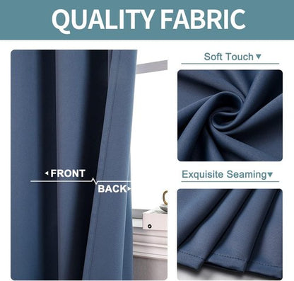 ChrisDowa Blackout Curtains - Thermal Insulated Room Darkening Panels | 102 Inches Long, Stone Blue, 2-Pack