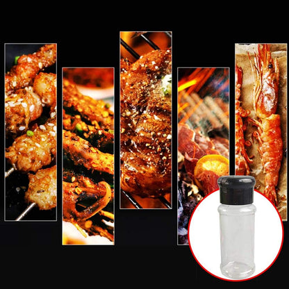 FEOOWV 25Pcs Empty Plastic Spice Bottles Set for Storing Barbecue Seasoning, Salt, Pepper, 75 ml/2.5 oz (Black)