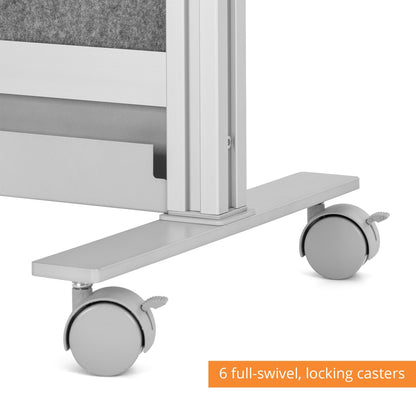 Modular Wall Partition Room Divider Bundle - Gray 70"x48" + 53"x48", 2 Cubicle Walls, Hinge & Casters for Flexible Office Divider & Room Divider Wall