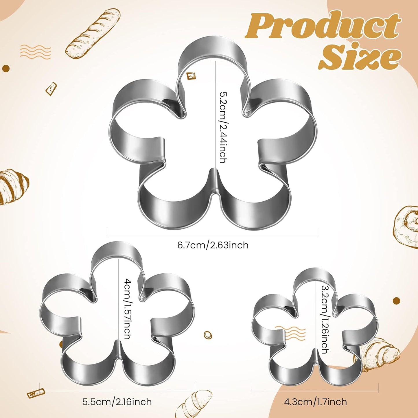 ICYANG Stainless Steel Cookie Cutters for Kids - Rose Petal Flower Shape for Christmas and Valentine's Day Baking