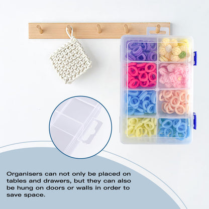 ECBEITF 2 Pcs 8 Grids Clear Plastic Storage Box with Adjustable Dividers, Stackable 8 Compartments Small Organiser Box Container for Accessories Beads Jewelry Earring Tool, 7.48×5.23×1.8 Inches
