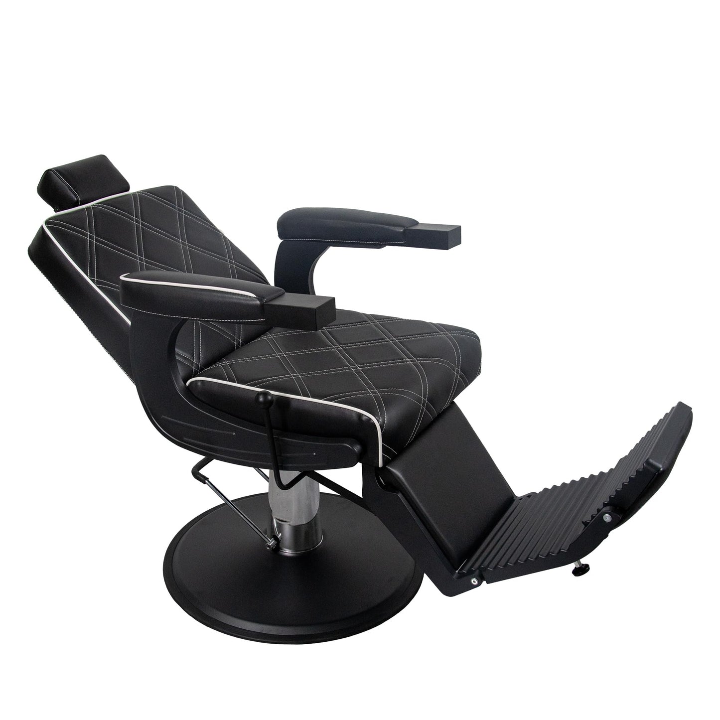 Lilfurni Heavy Duty Vintage Barber Chair，Hydraulic Salon Chair with Headrest for Hairdressers Heavy Tattoo Shampoo Beauty Salon Equipment(Black)