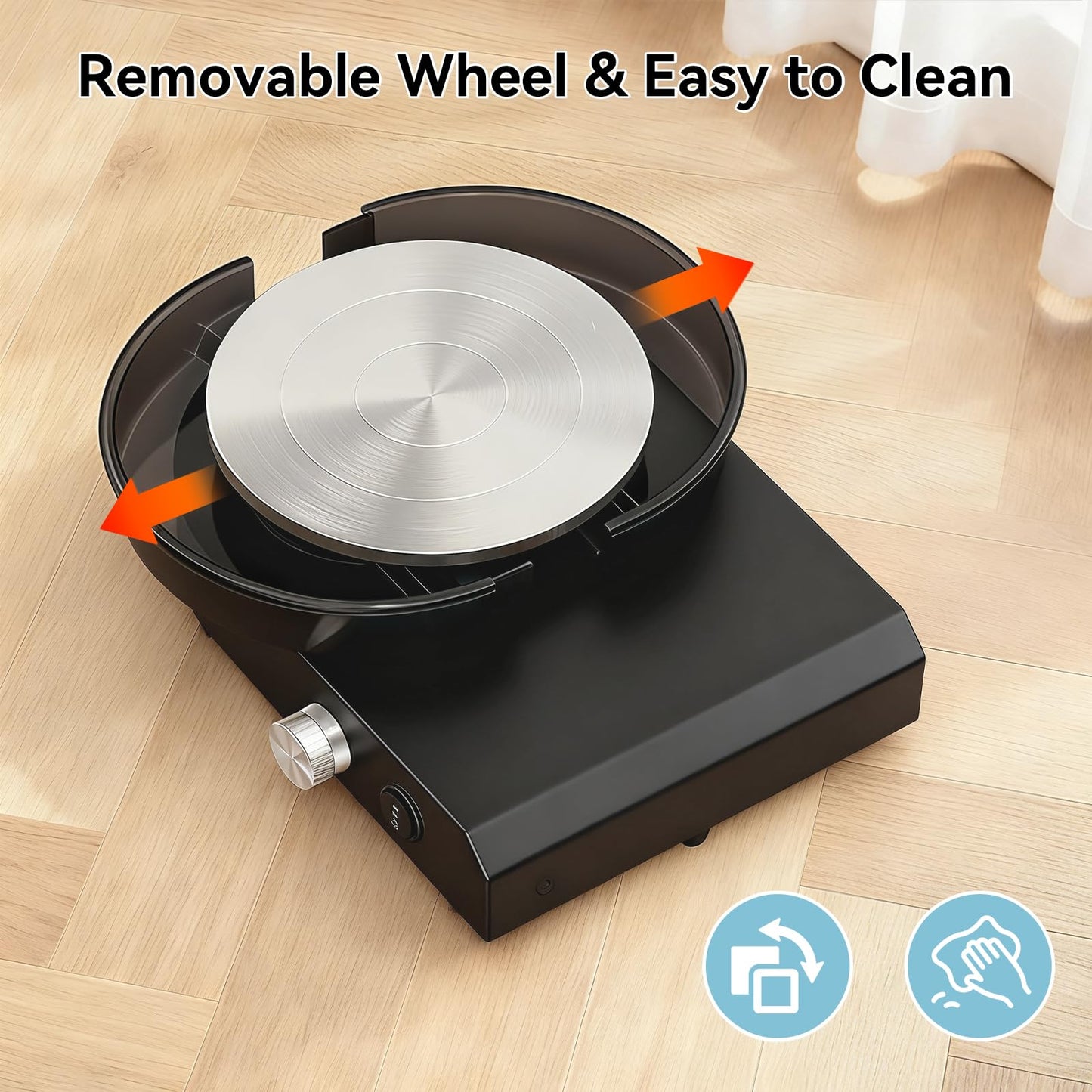 30W Mini Pottery Wheel Kit, 6" Turntable Two-Way Rotation Clay Wheel, Adjustable Speed Ceramic Making Machine, Pottery DIY Machine for Kids and Beginners Black