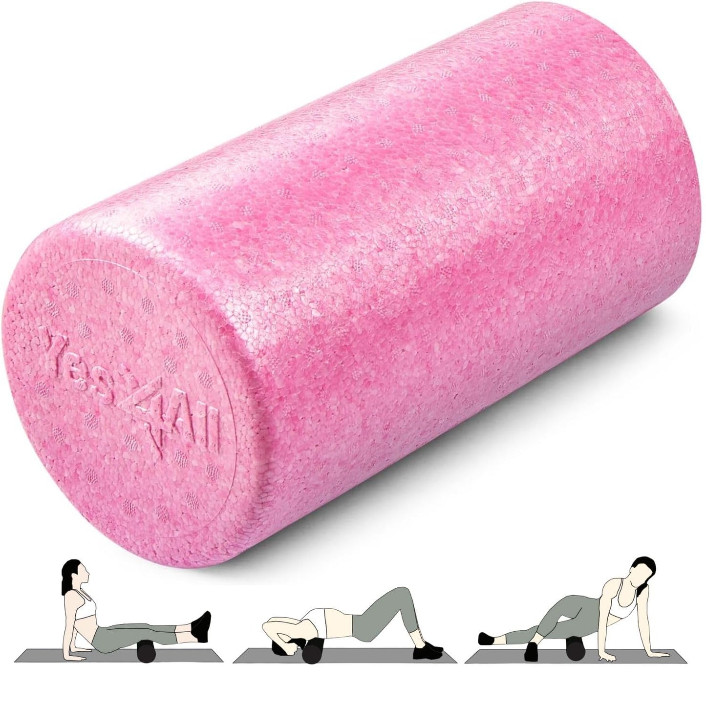 Yes4All High-Density EPP Round Back Roller Foam, Exercise Foam Roller for Yoga, Pilates & Stretching - 12, 18, 24, 36 inch