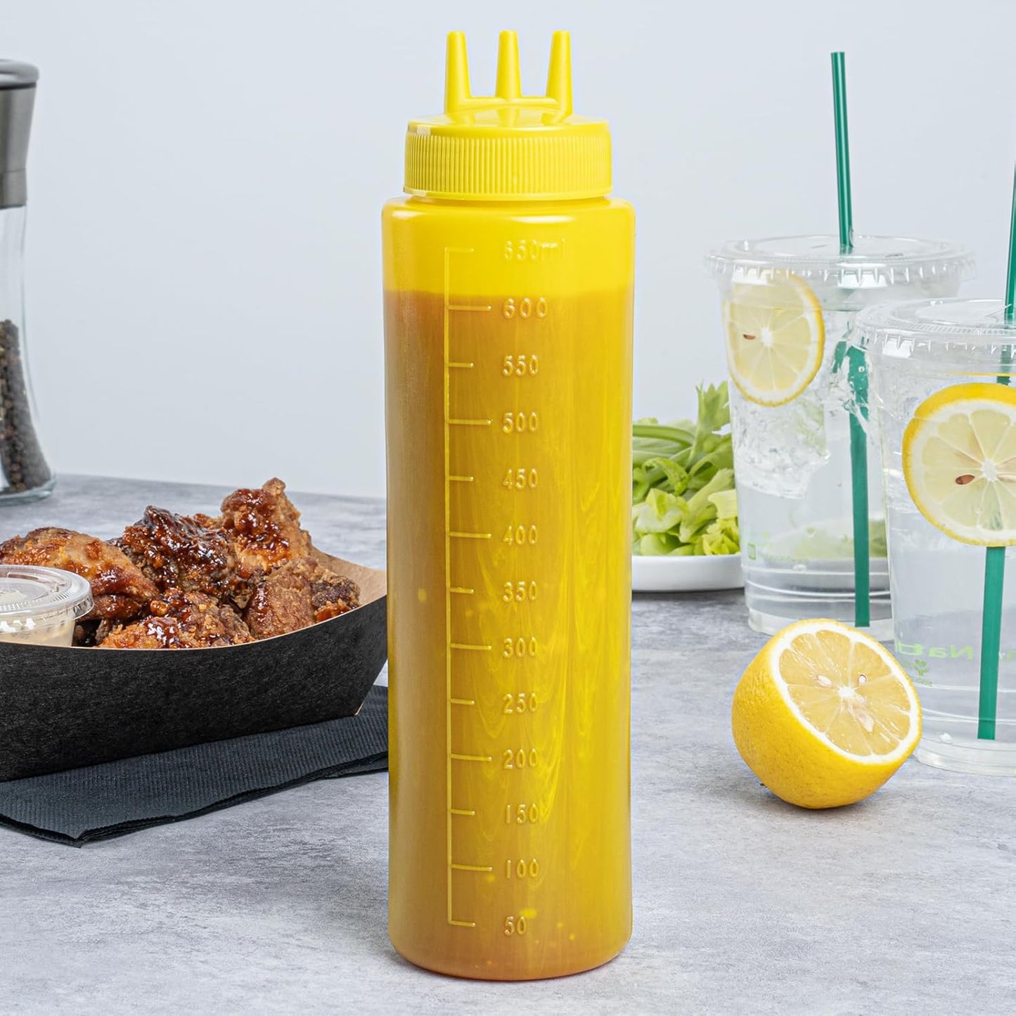 Restaurantware-24 6 Ounce Condiment Squeeze Bottles, Squeeze Bottles With Triple Dispersion Tips - Large, Flexible