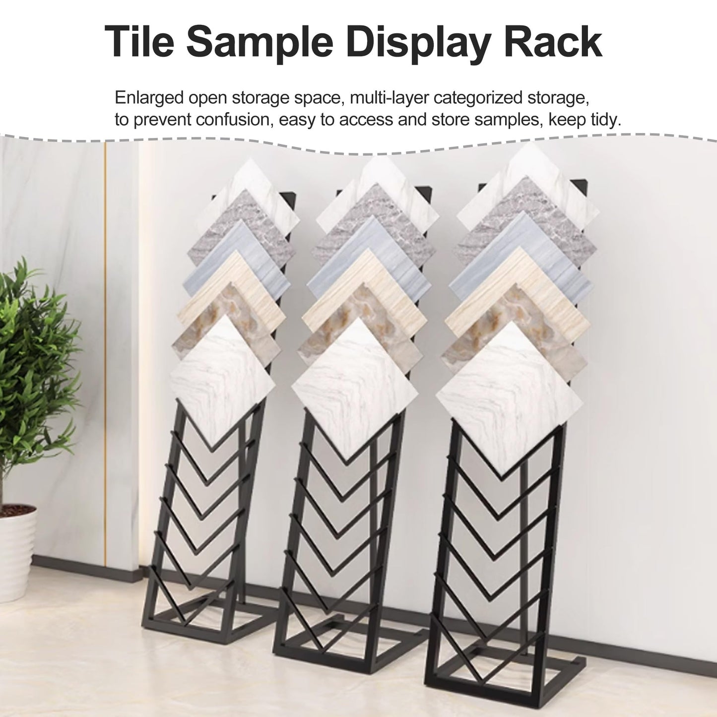 Gold Tile Display Rack, 12 Card Slots, Freestanding Organizer Shelf for Marble Slabs, Wooden Boards, Door Samples - Ideal for Retail Stores & Trade Shows (40 * 50 * 160cm)