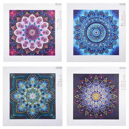 VVBAOZI 4 Packs Small Diamond Art Kit for Adults, DIY Mandala Diamond Painting Kits with Tools, Partial Drill Gem Art by Numbers for Home Wall Decor(Canvas Size: 9.84"x9.84")
