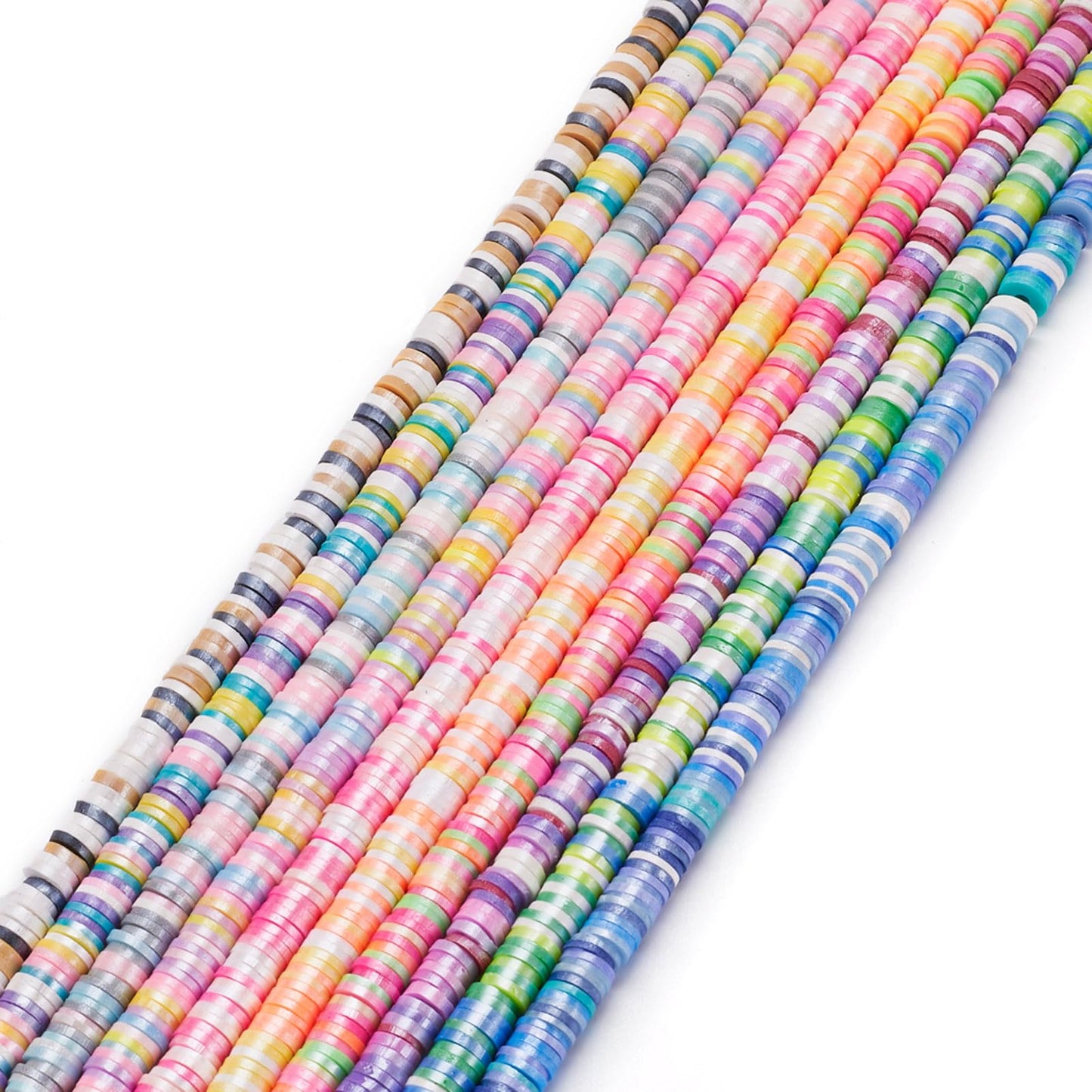 Elecrelive 10 Colors Clay Beads Bracelet Making Kit, 6mm Disc Flat Round Spacer Beads Colorful Pearlized Heishi Chips for Chocker Necklace Earring DIY Crafts