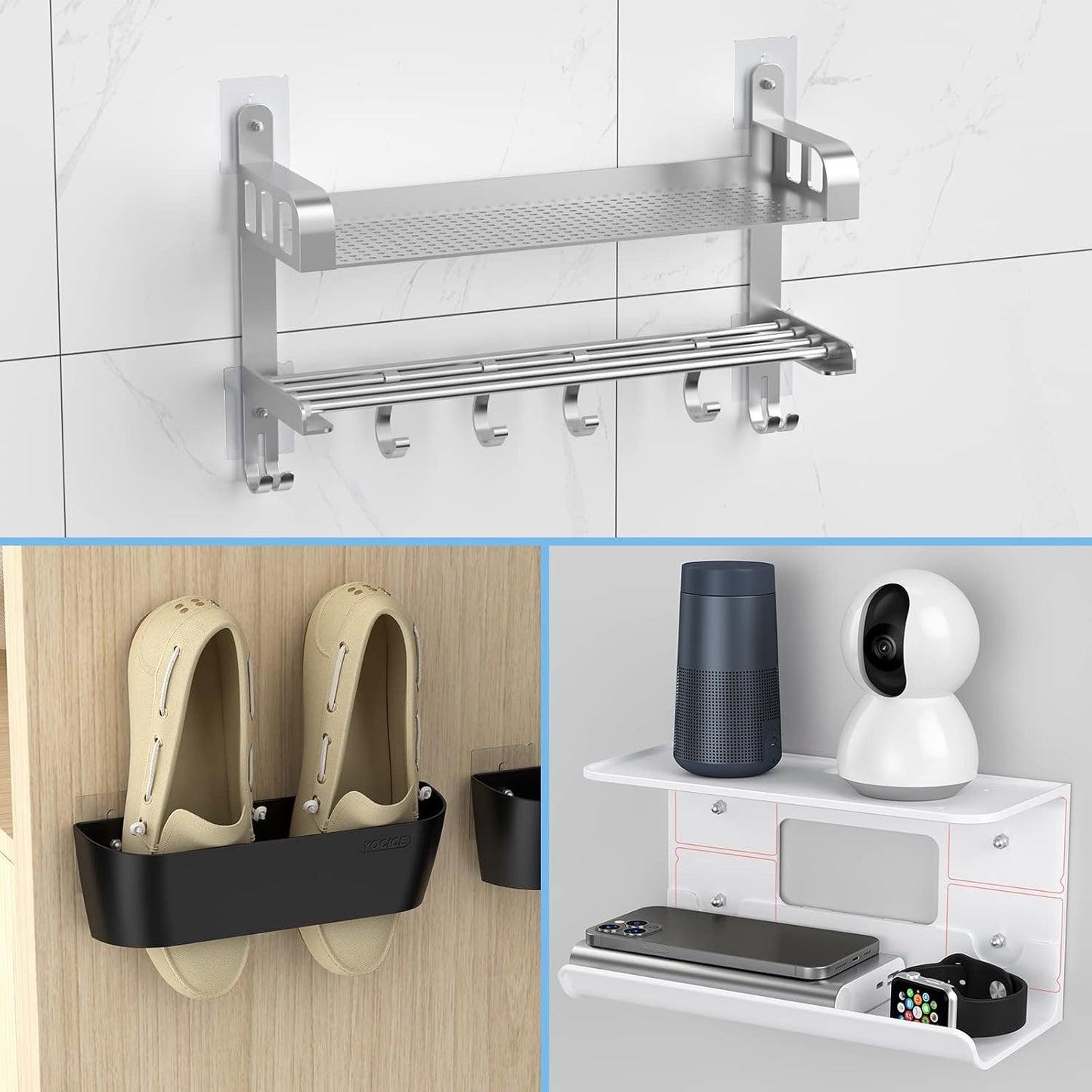 SMA01, SM02, SM03, SM05,SM06 Wall Mounted Shoe Rack Accessories Sticky Mounts, Adhesive Base,Locked by Nuts and Screws