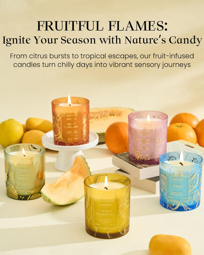 M&SENSE Fresh Melon Scented Vegan Soy Candles, 8.1oz Non Toxic Summer Aromatherapy Candle for Home Decor, 42-Hour Burn Time, Fresh Smelling Good Scented Candle for Bathroom Decor