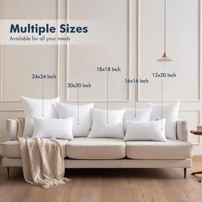 MIULEE Throw Pillow Inserts - Pack of 4, 18x18 Inch, 100% Virgin Fiber Filling for Ultimate Comfort