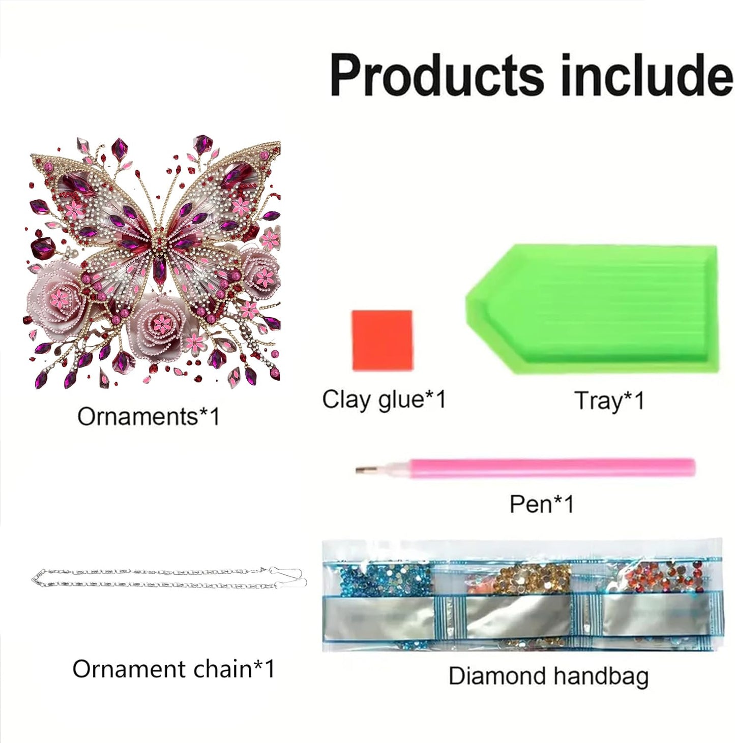 STGLCR Butterfly Diamond Art Painting Kit for Adults, 3D Hanging Diamond Art Suncatchers, Flower Diamond Art Painting Crafts Gift, DIY Special Shaped Gem Crystal Ornament