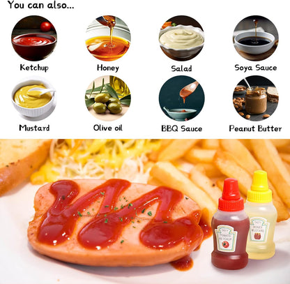 16 25ml PCS Mini Ketchup Bottles, Condiment Squeeze Bottle, Plastic Containers for Sauces, Portable Small Squeeze