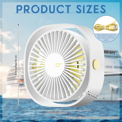 Cruise Ship Approved Travel Fan, USB Portable Fan, Small Desk Fan for Cruise Travel, Office, Bedroom, Home, Camping
