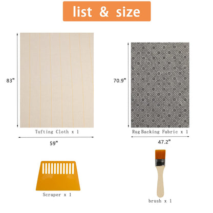 83"x59" Primary Tufting Cloth with Marked Lines, 70.9"x47.2" Tufting Non-Slip Rug Backing Fabric, Large Monk Cloth Kit,Rug Tufting Supplies,Rug Making Supplies