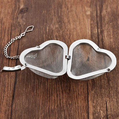 2pcs Stainless Steel Fine Mesh Seasoning Ball - Heart Shape Kitchen Tool for Soup Spice Stew Filter, Silver