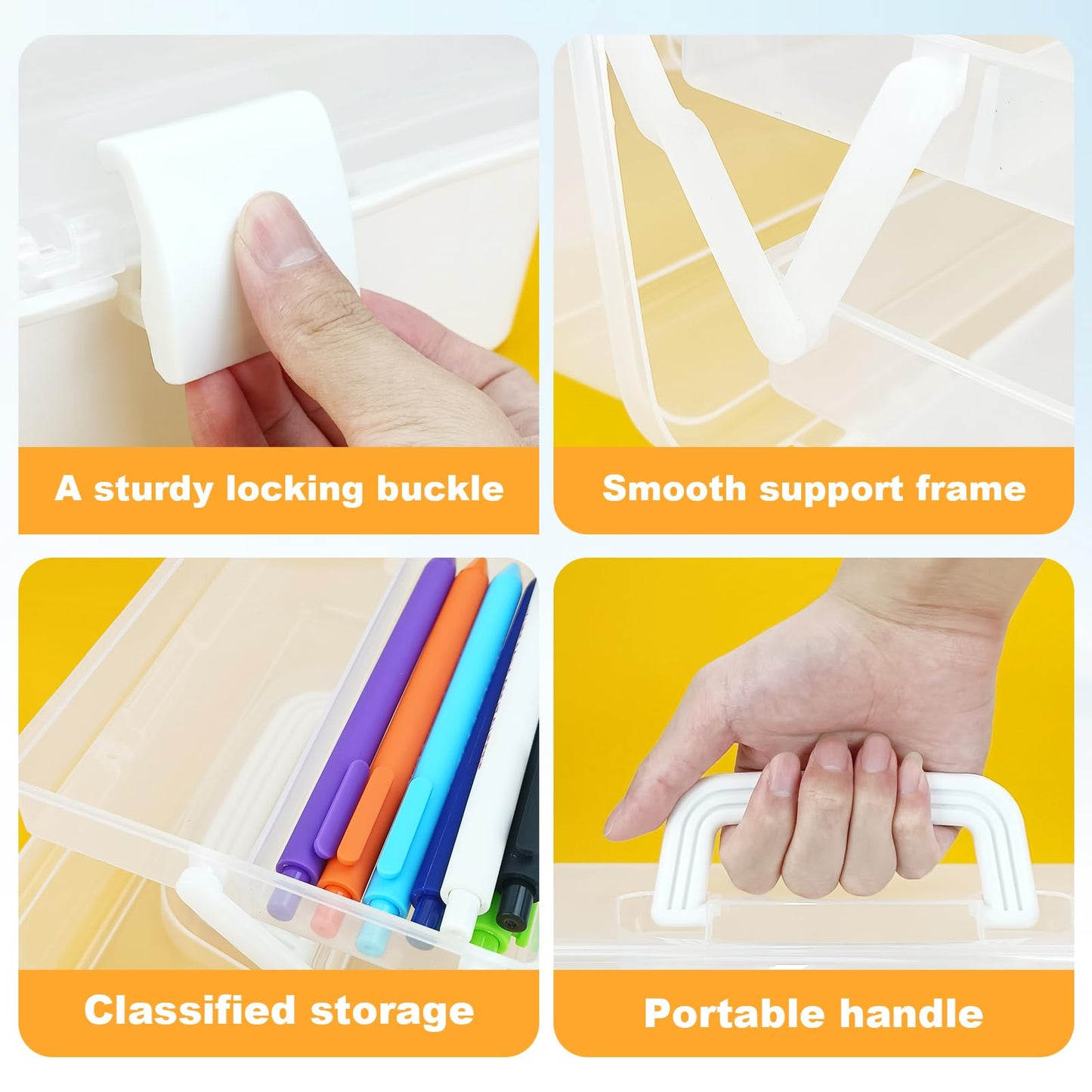 Tackle Box Organizers and Storage,9.8inch Craft Organizers and Storage,Three-Layer Sewing Box With 2 Trays,Medicine Storage Box With Handle For Nail、Makeup、Diamond Painting、Building Blocks (White)