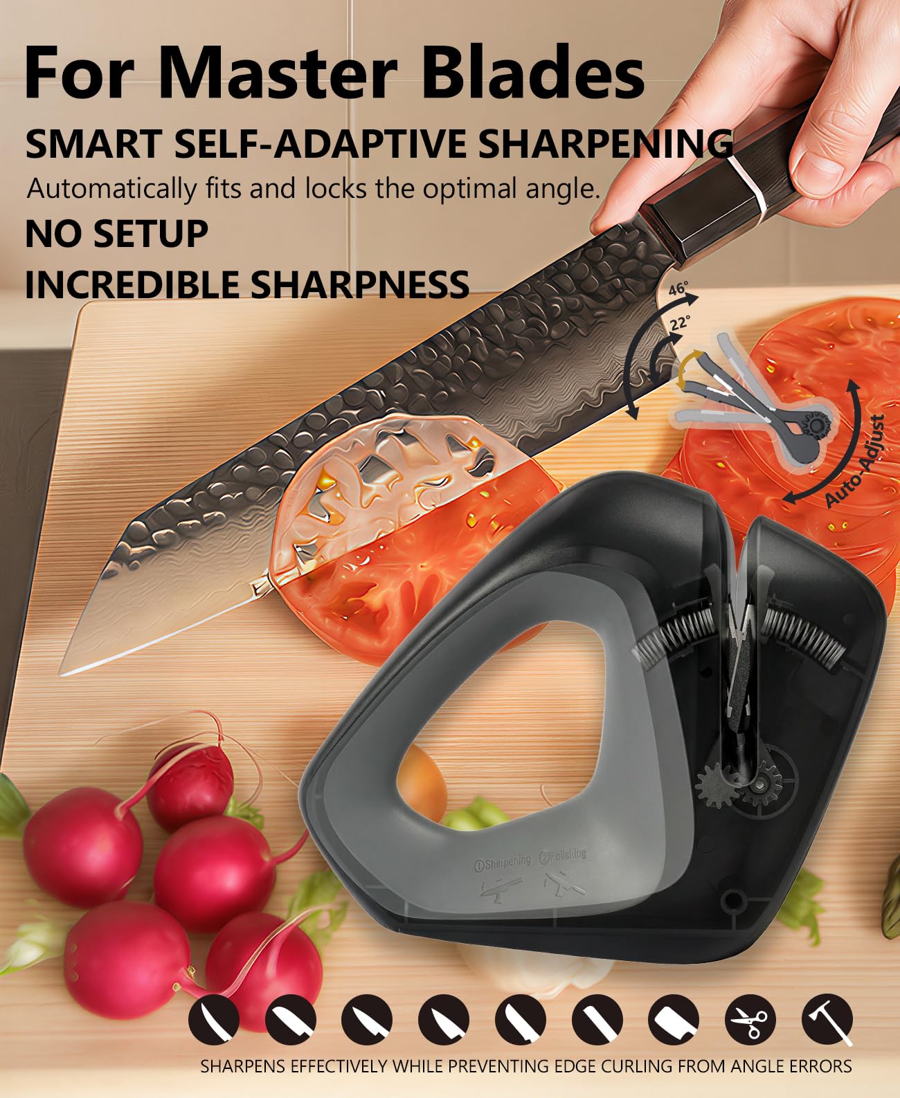 Professional Precision Knife Sharpener - Adaptive Tech Ends Angle Guesswork, Delivers a Pro Edge in Seconds, Safely Protects Blades, All Blades Compatible, Installation-Free, Durable & Effortless Care