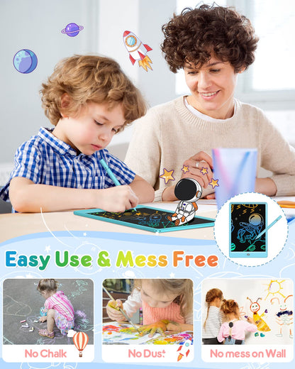 FLUESTON LCD Writing Tablet for Kids, 10 Inch Doodle Board, Colorful Drawing Pad for Toddler, Educational Travel Toy Gifts for 3-8 Year Old Girls Boys, Erase Lock Writing Board
