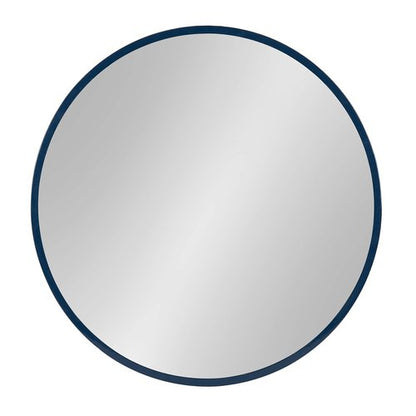Kate and Laurel Travis Round Wood Wall Mirror, 21.6" Diameter, Navy Blue, Modern Wall Décor Accent