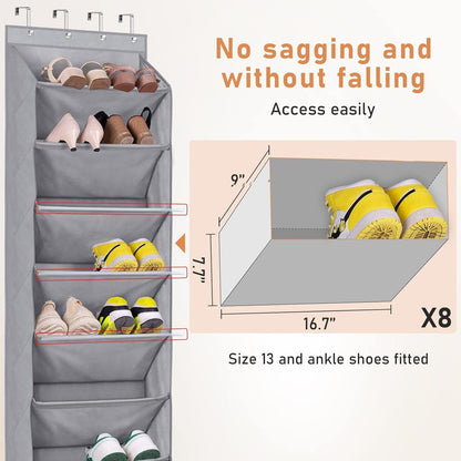8 Closet 20 KEETDY Over The Door Organizer with Deep Pockets, Hanging Rack for Hanger Fits Pairs, Shoe Holder