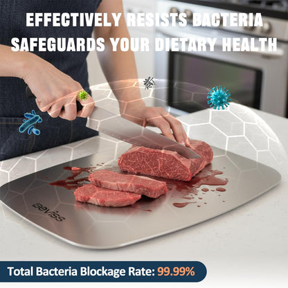 304 Stainless Steel Cutting Board by [Brand Name] - Non-Toxic, Double-Sided, 11.45" x 8.15" | Dishwasher Safe for Meat, Vegetables, and Fruit