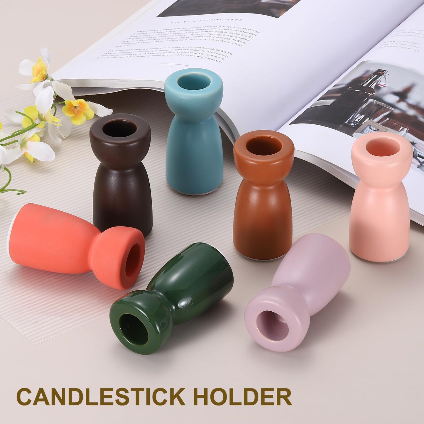 uxcell 2 Pack Candlestick Holder Purple Ceramic Taper Candle Holder Candle Stand Holders Modern Style Decoration for Centerpiece Tabletops Anniversary