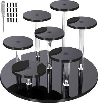Eco Moda 7-Tier Acrylic Display Stand - Black Action Figure Stand - Multilevel Acrylic Risers for Display - Collection