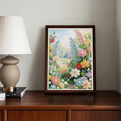 DIADAY 5D DIY Pearl Painting Kit for Adults, Floral Pearl Art with Diamond Special Shape Rhinestones, 3D Relief Beads Craft Home Wall Decor Gift, 12 x 16 Inches
