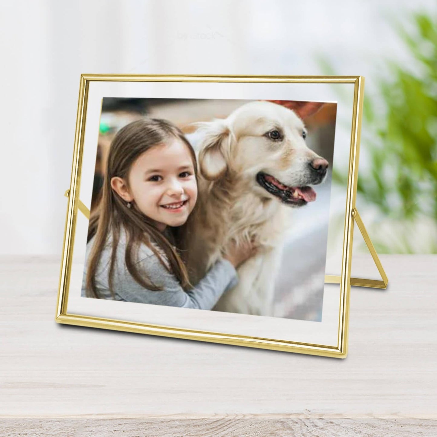 CROXXID 8x10 Floating Picture Frames Set of 2, Made of Metal and Double Real Glass, for Photo Size up to 10x12, Tabletop Display Home or Wedding Decoration (Horizontal Gold)
