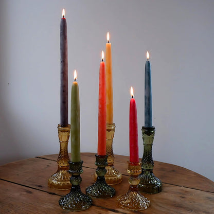 Candlestock Beeswax Taper Candles – Standard 7/8" Diameter, Pure 100% Natural USA Beeswax, Cotton Wick, Dripless, Long-Burning, Handmade in Woodstock, NY- 8 Inches - 1 Pair (2 Candles) - Teal