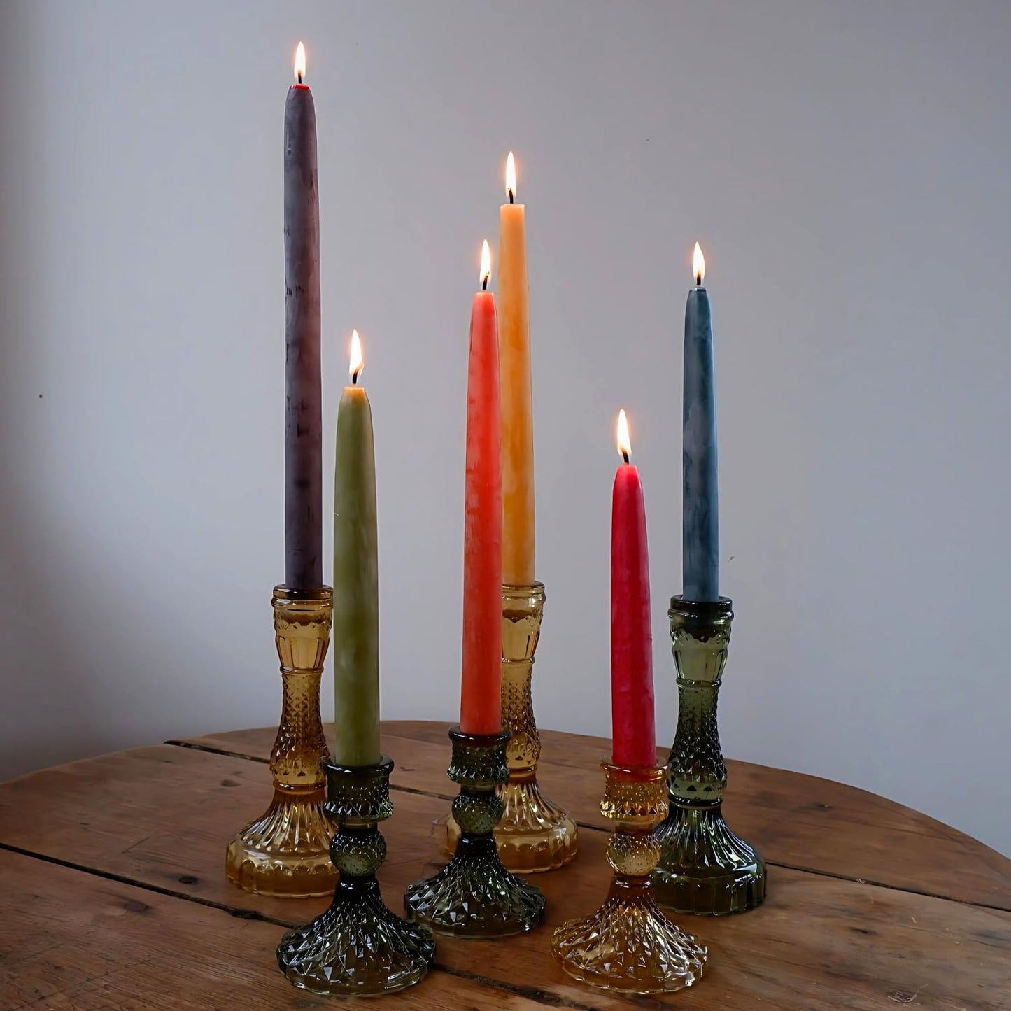 Candlestock Beeswax Taper Candles – Standard 7/8" Diameter, Pure 100% Natural USA Beeswax, Cotton Wick, Dripless, Long-Burning, Handmade in Woodstock, NY- 10 Inches - 1 Pair (2 Candles) - Rose Red