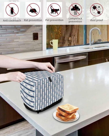 Nautical Anchor 2 Slice Toaster Cover - Small Appliance Dustproof Cover with Black White Geometric Stripes