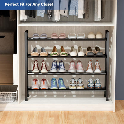 4-Tier Rack,17"-33" Closet,Metal Abiglifty Expandable Shoe Adjustable Shoe Rack for Shoes Shelves for Front Door