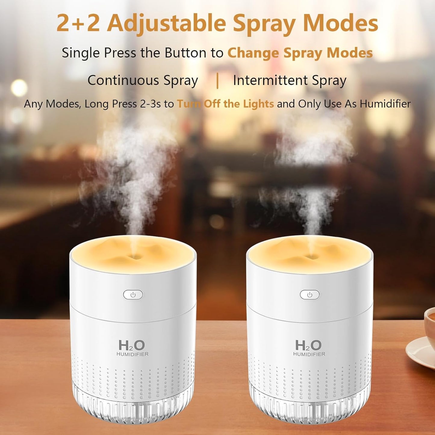 Portable Mini Humidifier for Plants, 500ml Cool Mist USB Rechargeable Humidifier with Night Light and Auto Shut-Off
